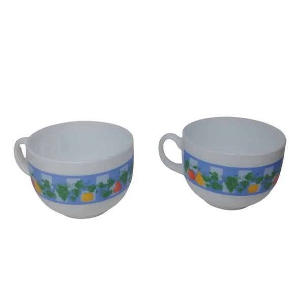 Vintage Arcopal Milk Glass Coffee/Tea Cups designed Marc Palluy Primeur Set of 4 - Picture 3 of 12